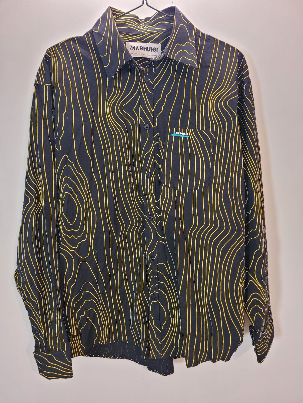 Rhuigi Rude X Zara Men's Black/Yellow Button Down Shirt - Oversized Fit - S